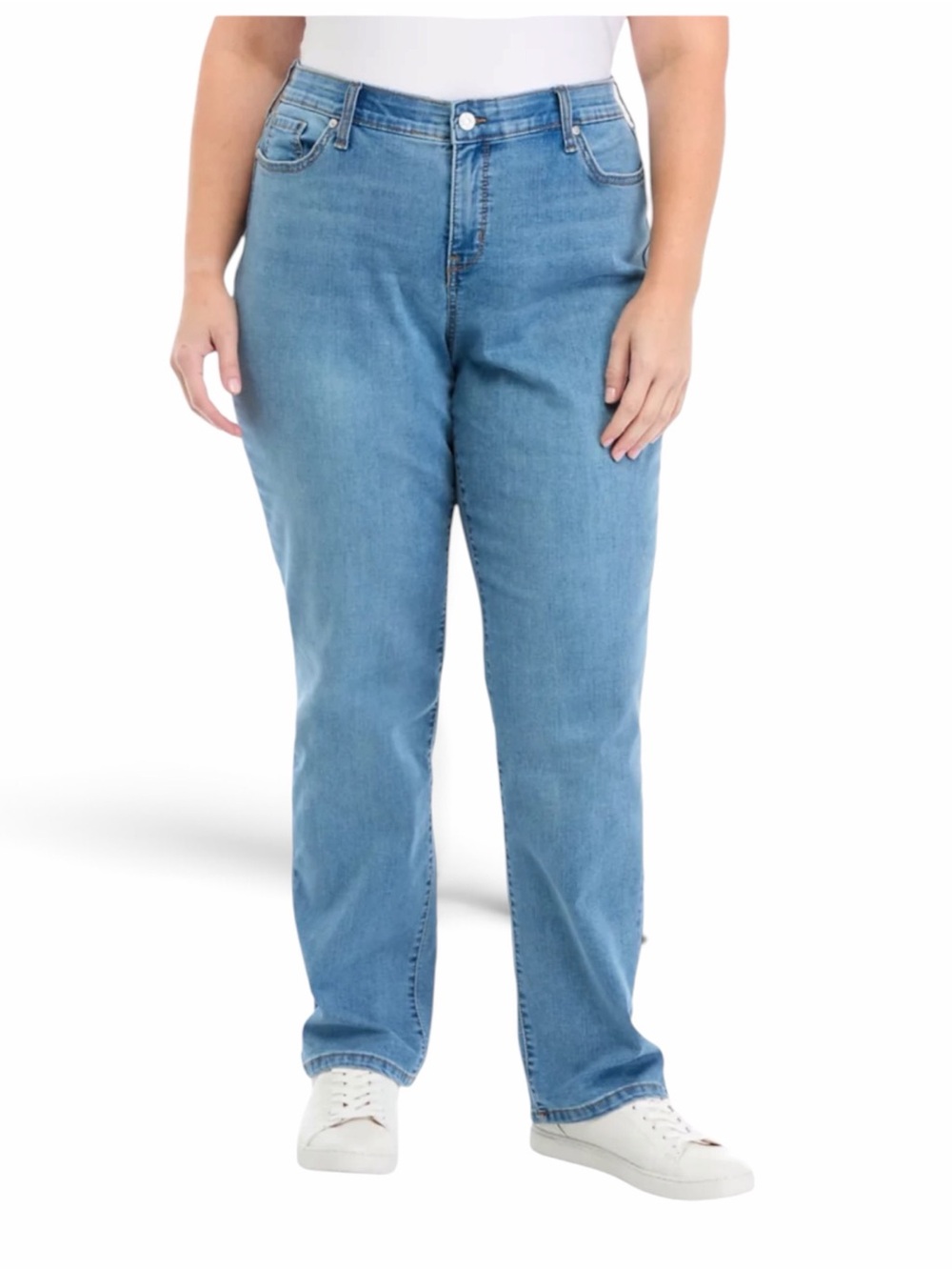NWT Wonderly Plus Size 26W Jeans Mid Rise Straight Leg Blue Stretch Denim